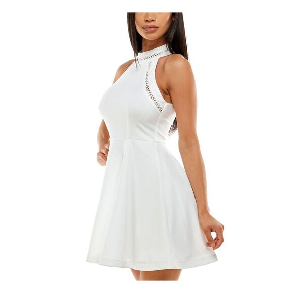 B DARLIN Womens White Lined Back Insets Sleeveless Short Dress 13\14 - Picture 3 of 5